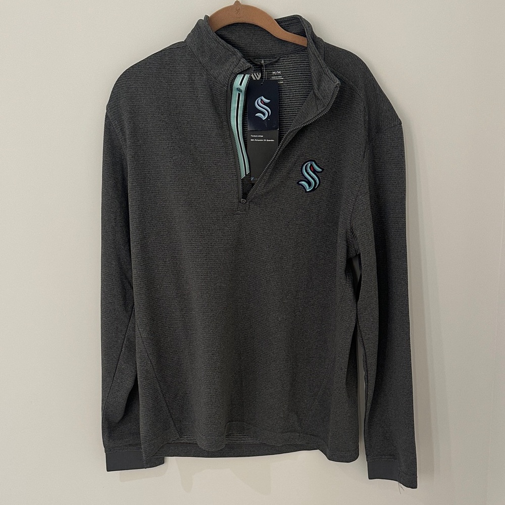 NWT NHL the Seattle Kraken Gray Quarter-Zip Pullover with Logo SIZE Medium